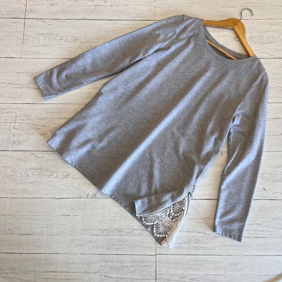 Soft Surroundings Sweatshirt Size Medium Darcy Lace Embroidery Zipper Panel - Picture 1 of 13